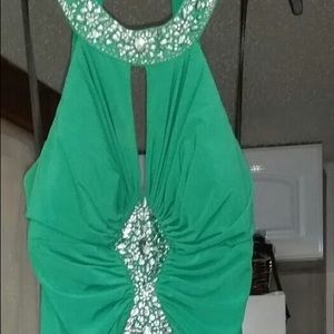 Long green Mardi Gras/ Prom gown
